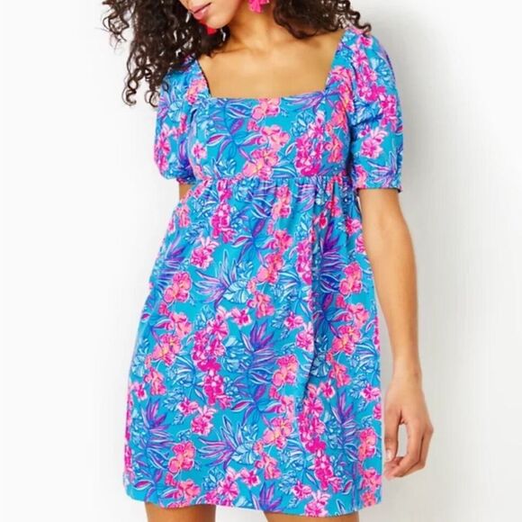 Lilly Pulitzer Delaney Puff Sleeve Mini Dress 6 - Picture 1 of 9
